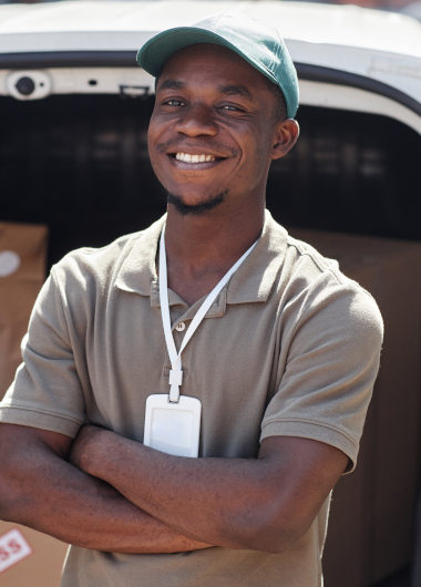 Portrait Of Delivery Man by Van